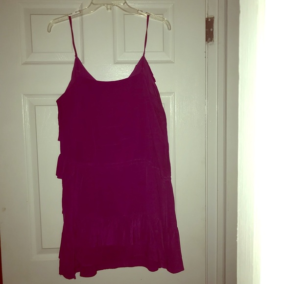 Purple/Hot Pink 100% Silk Ruffled Dress - Picture 4 of 7